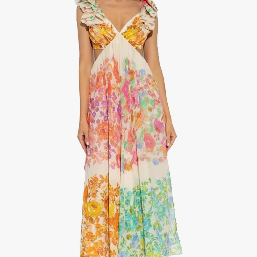 Floral Boho Flowy V-Neck Multicolor Maxi Dress